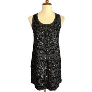 Calypso St. Barth Black Sequin Mini Dress Size 2 Sheath Cocktail Designer $350